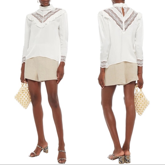 ❌SOLD❌Sandro high neck ruffle lace inset top - Picture 2 of 14